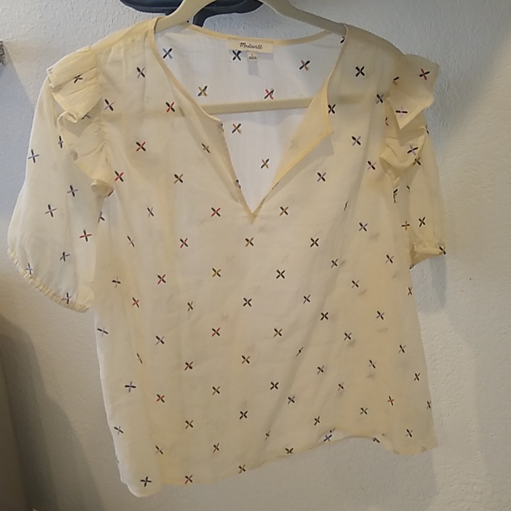 Madewell embroidered blouse.